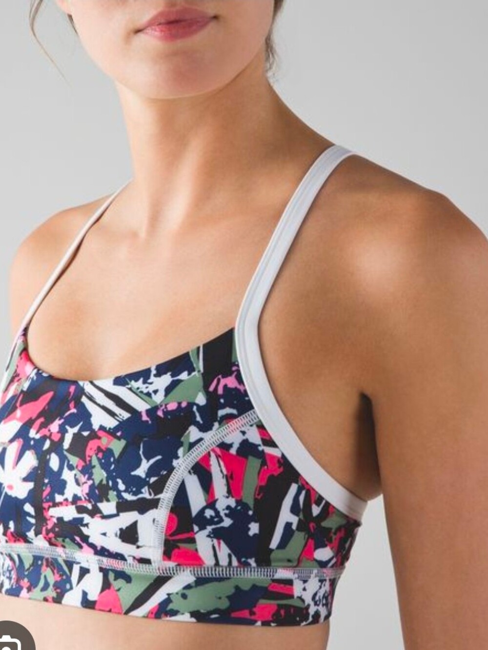 lululemon athletica Multicolor Abstract Print Sports Bra with Light Grey Trim